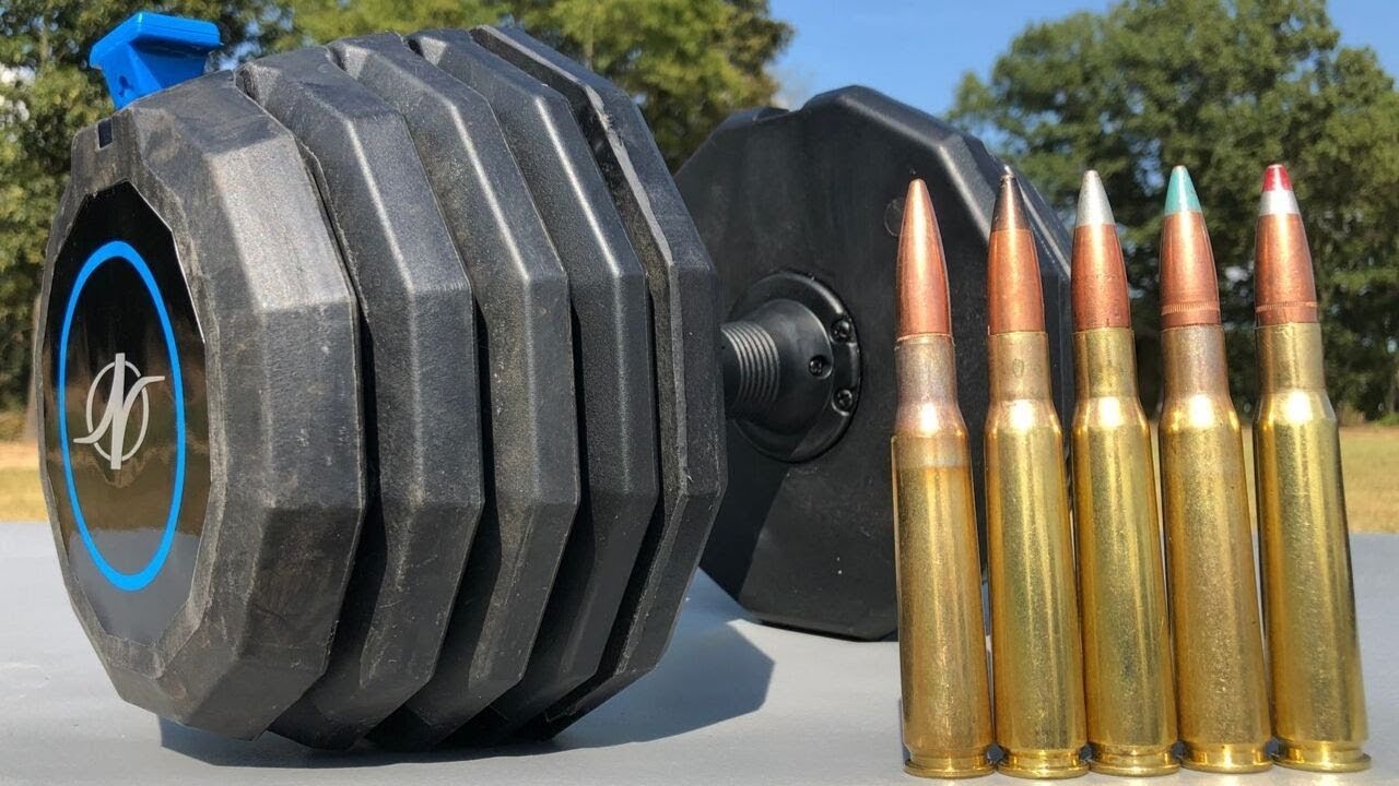 50 BMG vs Adjustable Dumbbell 💪