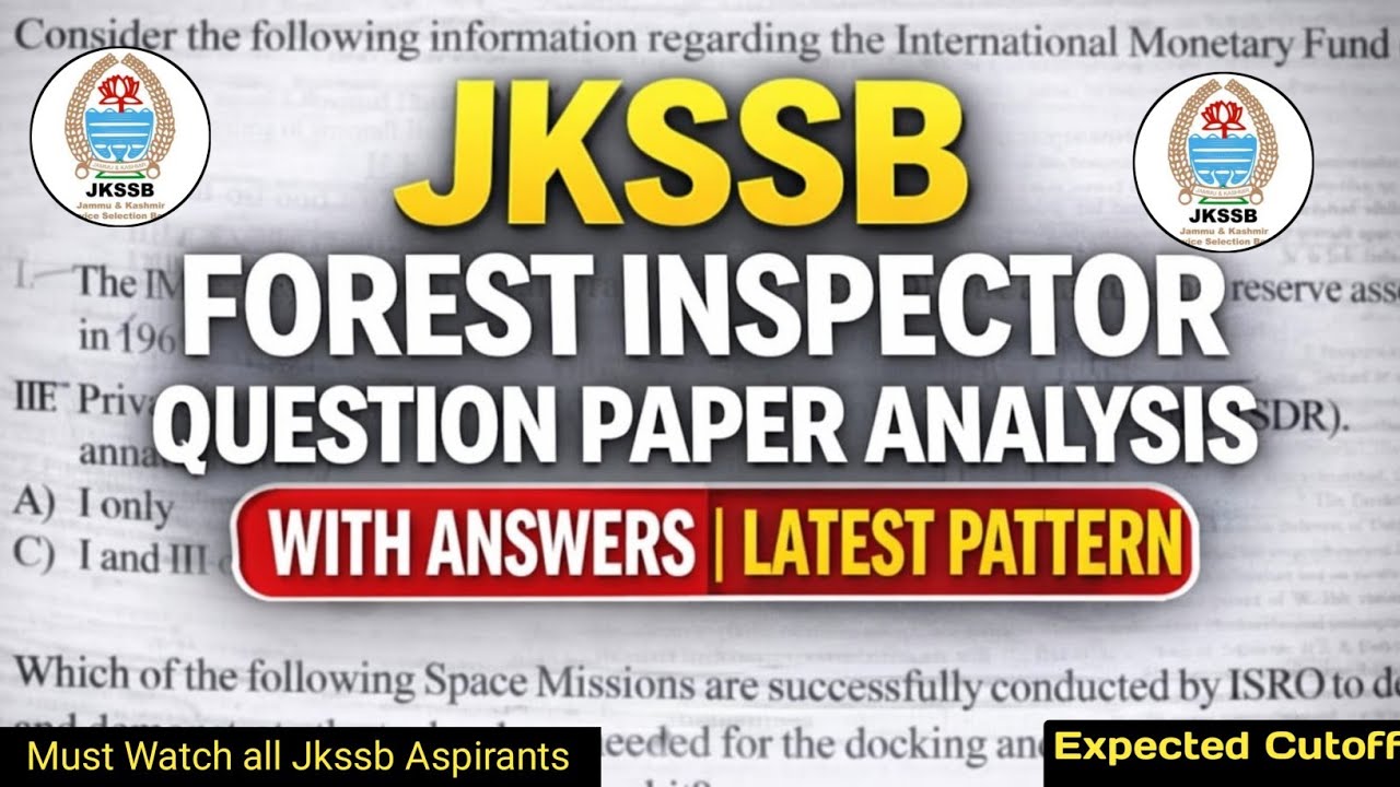 JKSSB Forest Inspector Question Paper with Answer| Latest Pattern| JKSSB Question paper 2026 .