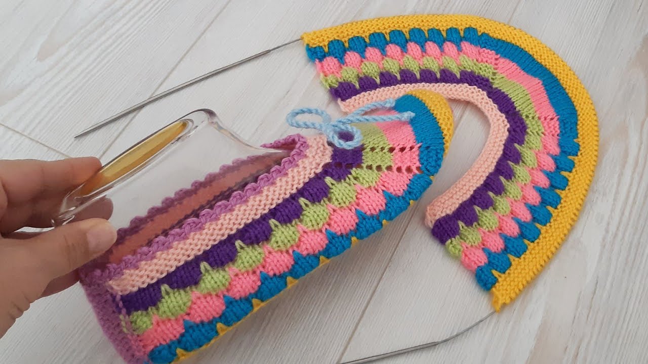 Balon Desen İki Şiş Dikişsiz Kolay Patik Yapımı / Bubble Knit Pattern / Very Easy Slippers