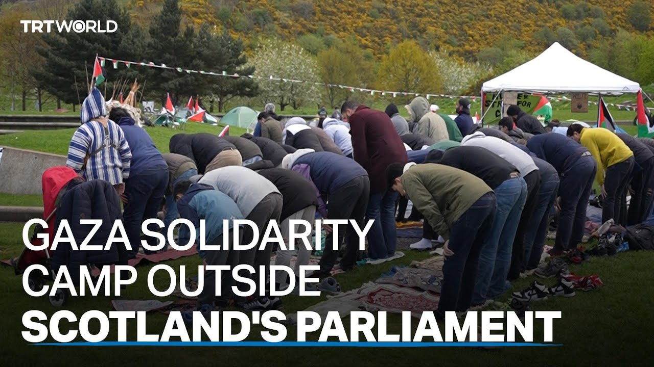 Activists form Gaza solidarity encampment outside Scottish Parliament
