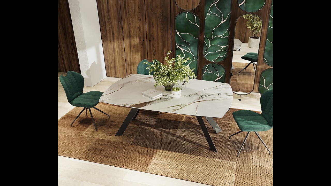 Table à manger céramique extensible effet marbre Akante Missy