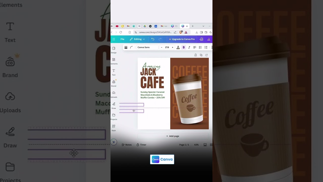 Coffee Social Media Post in Canva | Stylish Cafe Ad Tutorial