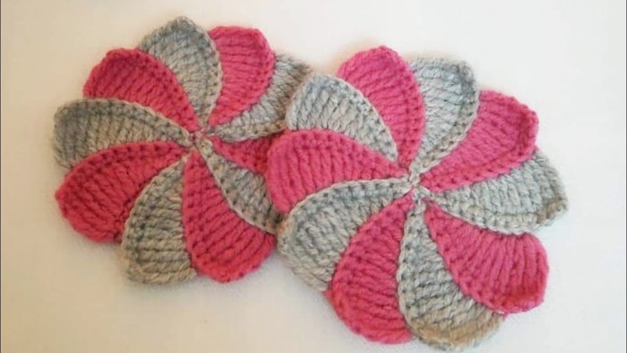 قاعدة اكواب كروشيه بشكل حلزوني #3 crochet coaster (eng sub)