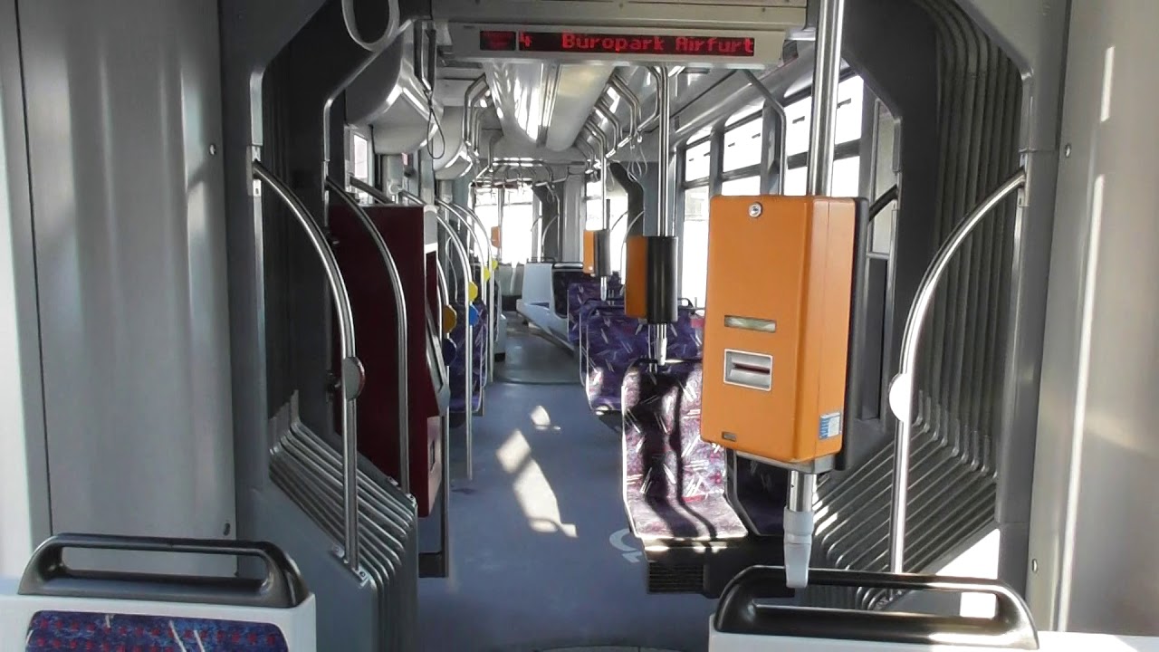 Erfurt Mitfahrt im Typ Combino Advanced Linie 4 von Volkenroder Weg bis Bindersleben Wagen 653