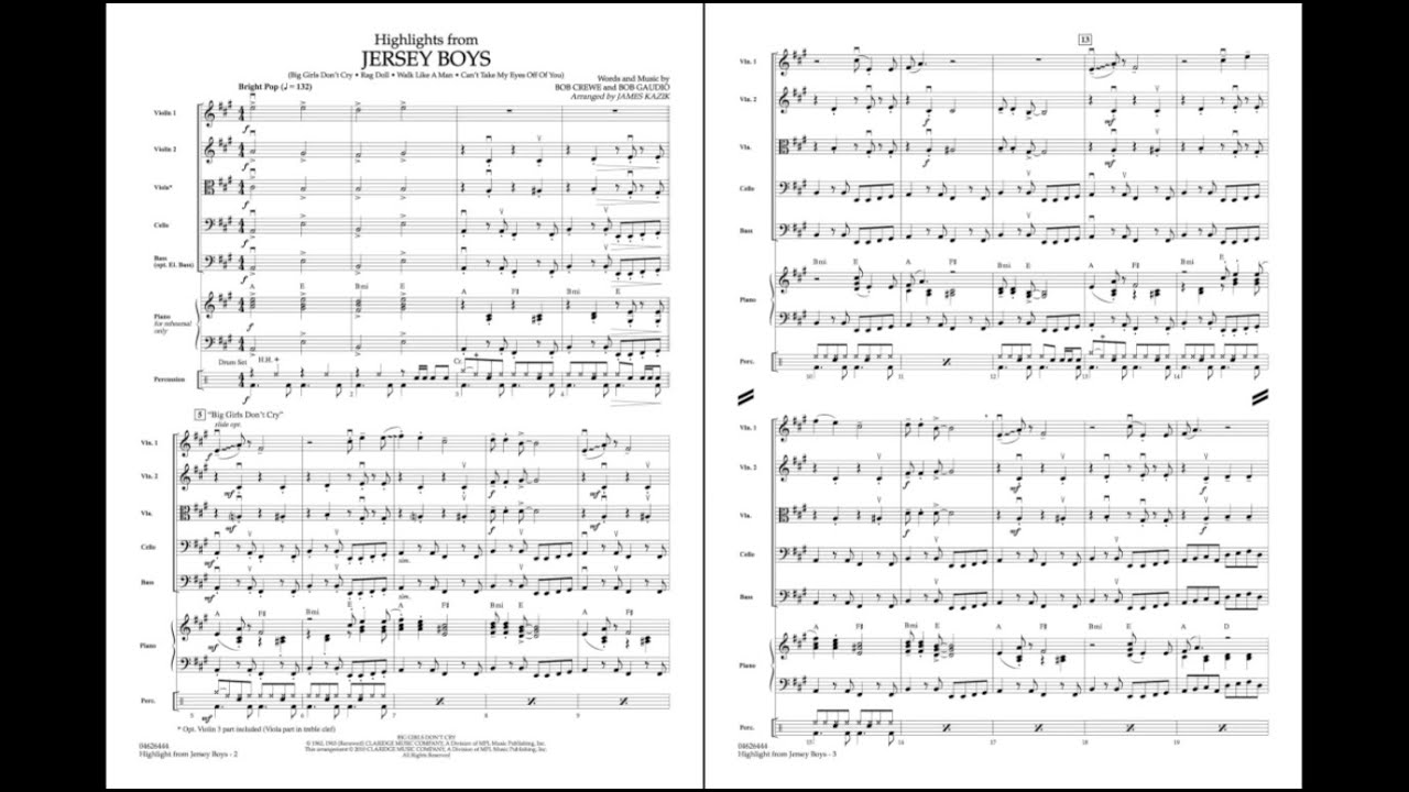 Highlights from Jersey Boys arranged by James Kazik