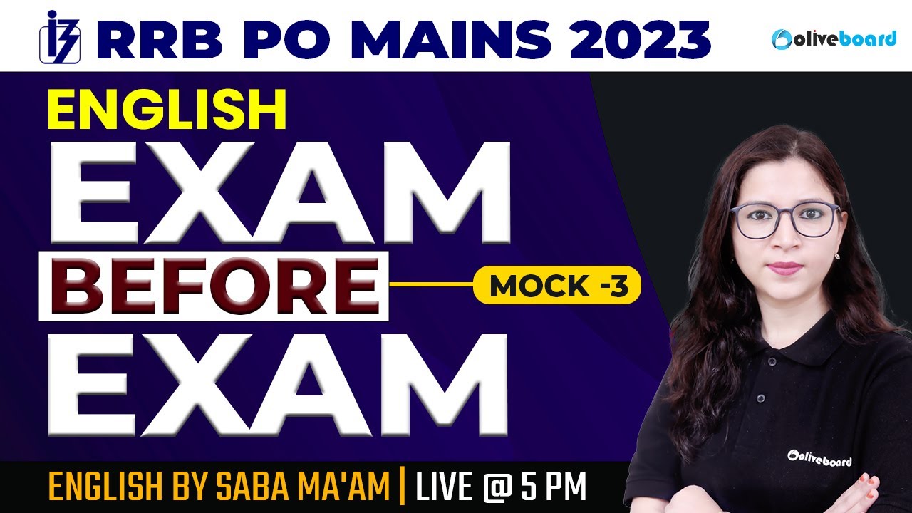 RRB PO Mains 2023 | English Mock -3 | Most Important Questions For 2023 | By Saba Ma'am