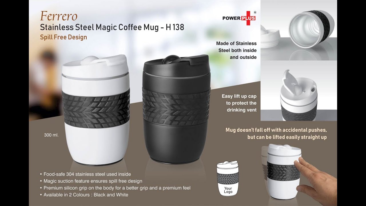 H138 &ndash; Ferrero Stainless Steel Magic Coffee Mug (300 Ml Approx) (Spill Free Design)