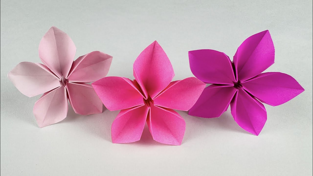 【折り紙】素敵な桃の花🍑How to make peach blossom#桃の花#もも#peach#花#はな#flower#簡単#折り方#おりがみ#easy#origami#紙#종이#折纸#diy