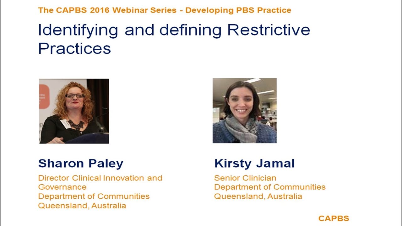 Identifying and Defining Restrictive Practices by Sharon Paley and Kirsty Jamal