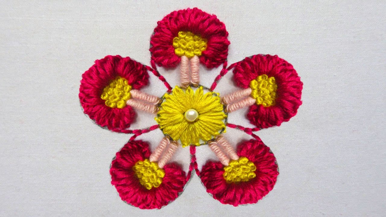 new creative needle knitting hand embroidery flower design colorful fantastic easy  flower embroider