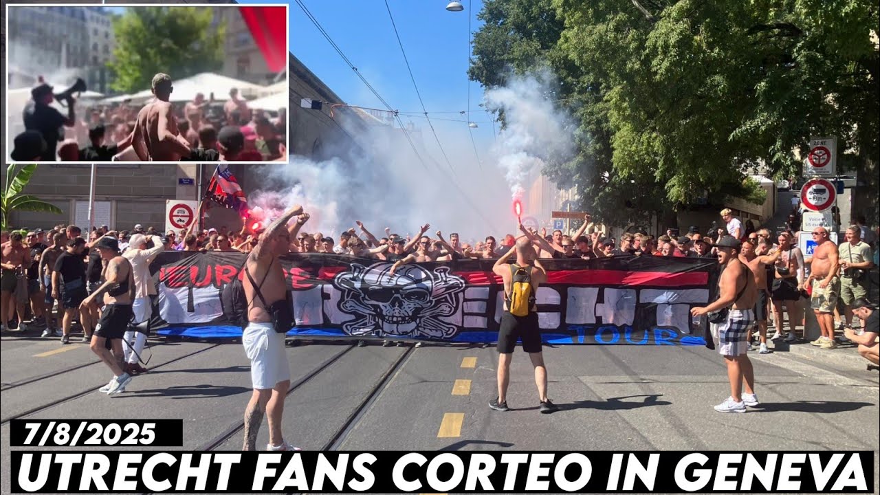 UTRECHT FANS CORTEO IN GENEVA || Servette FC vs Utrecht 7/8/2025