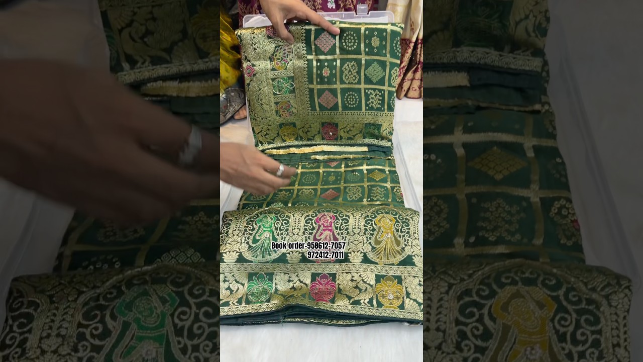 A very beautiful pure satin silk green colour Sarees # #trending #fashion #reels #new #viral #video