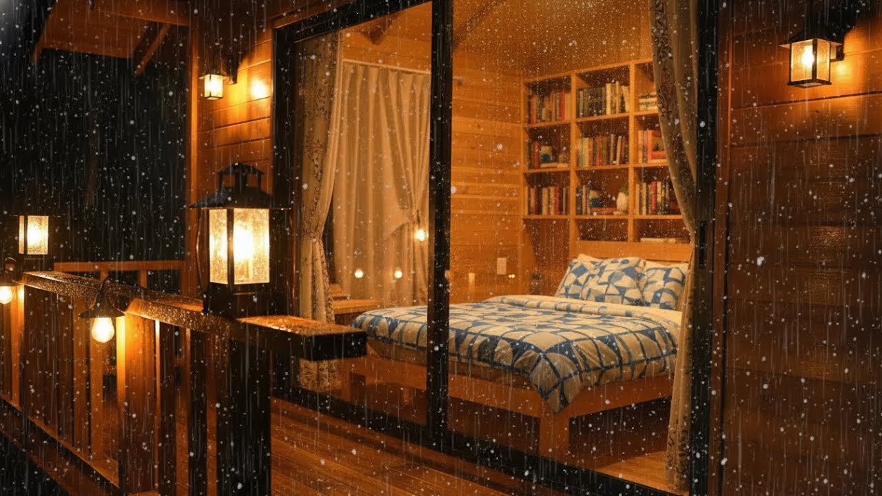 Peaceful Rain Sounds in a Forest House at Night (No Ads) | Dark Ambience for Rest