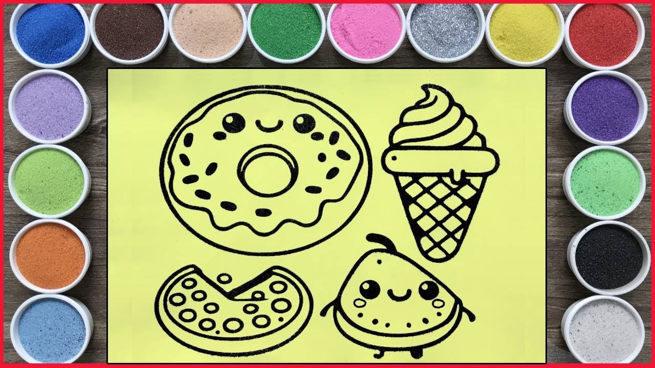 Donut coloring pages, how to sand painting a cake - T&ocirc; m&agrave;u tranh c&aacute;t chiếc b&aacute;nh donut đ&aacute;ng y&ecirc;u