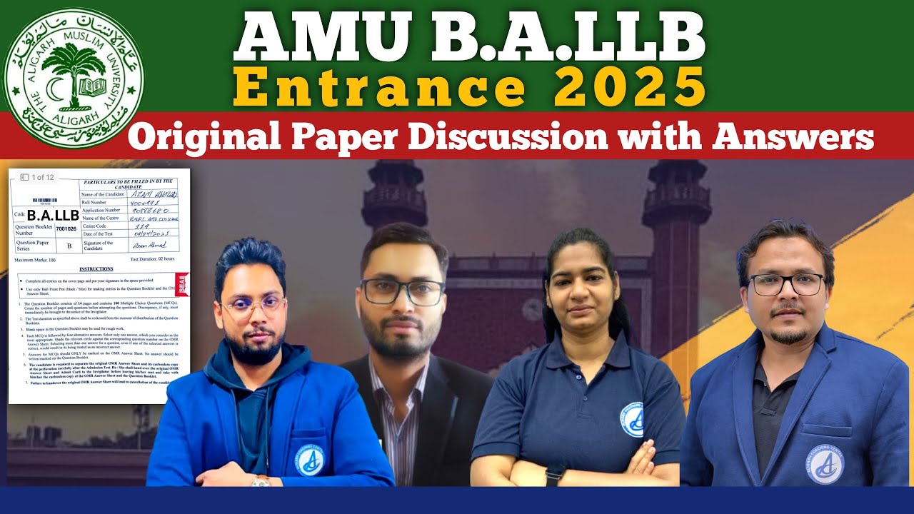AMU BA.LLB Entrance Exam 2025-Live Paper Discussion | By ACC Team #ballbamu #amuballbentrance #ballb