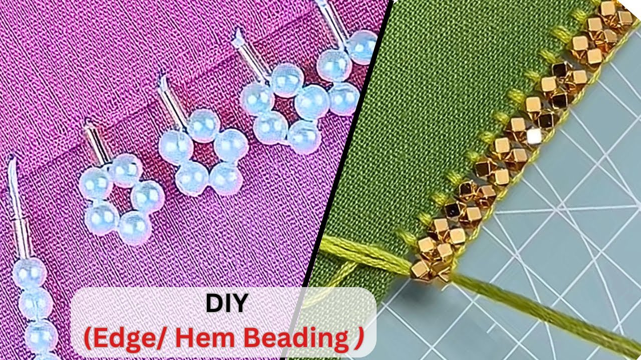 EDGE BEADING TUTORIAL / PICOT BEADING /  How To Bead on Dress Hem or Edges🪡🧵/ Beginner Friendly