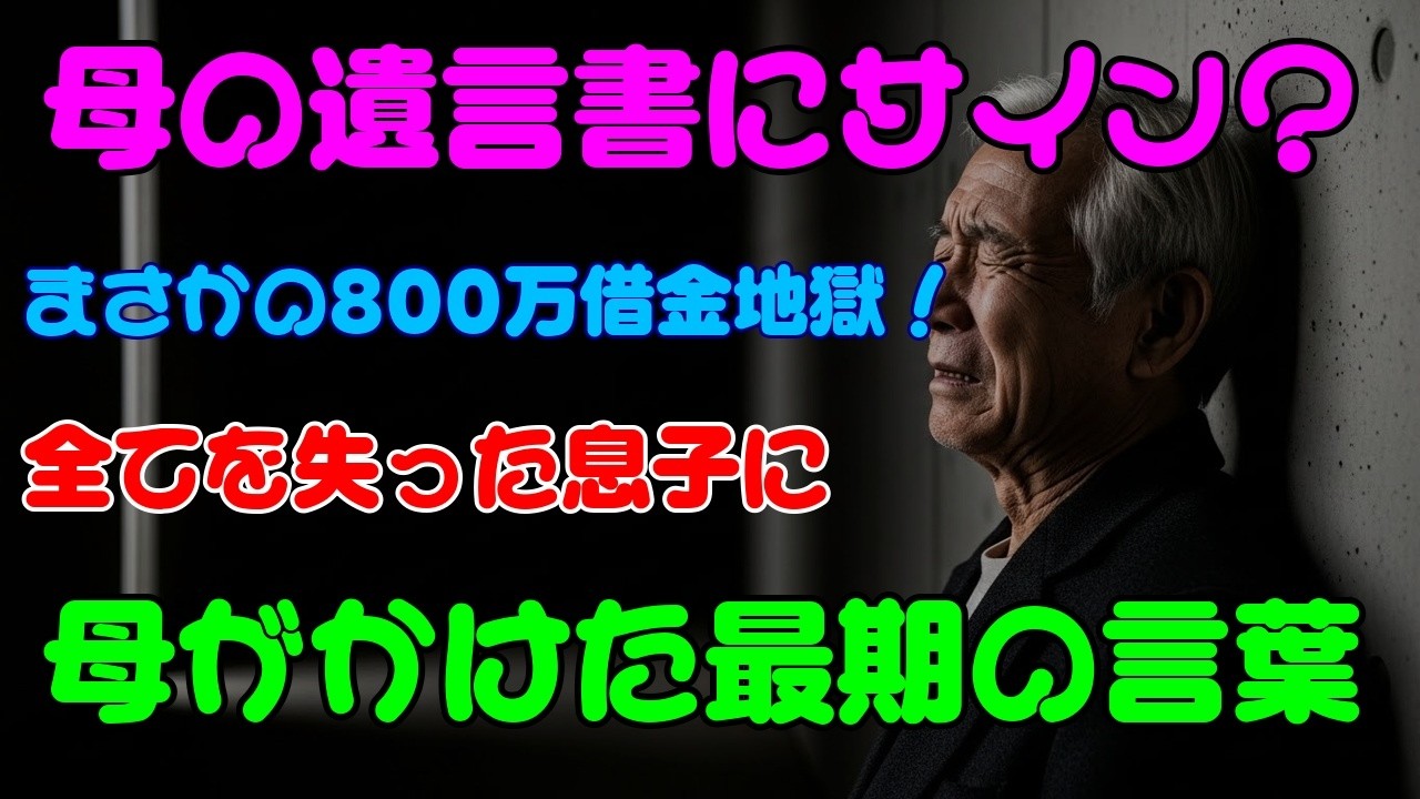 【衝撃の結末】遺産目当ての息子夫婦がまさかの転落！離婚、借金800万、母に捨てられ全てを失った男の末路