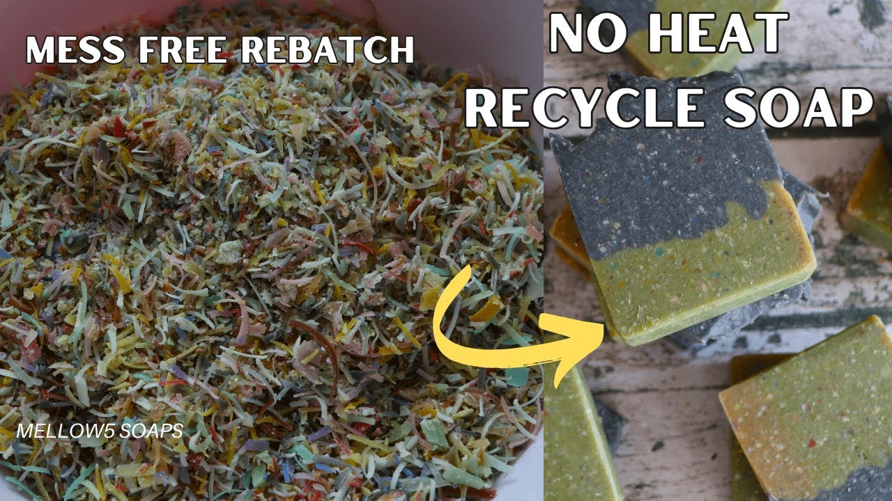 No heat rebatch soap - Recycling old soap scraps into new soap easily - Mess free Recycling