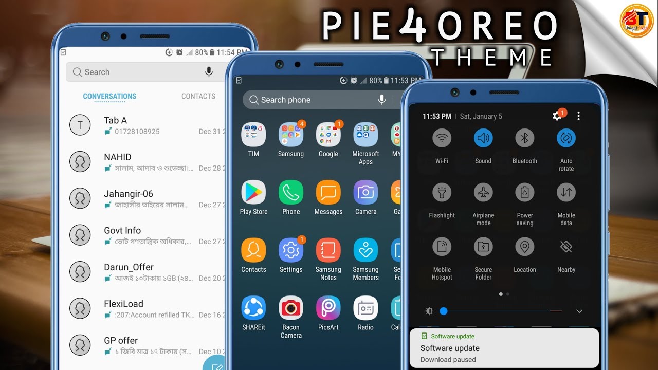 SAMSUNG PIE THEME | Samsung Experience 10 Look by Day Theme