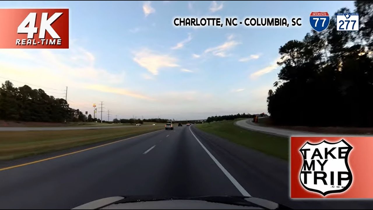 Charlotte, North Carolina to Columbia, South Carolina on Interstate 77, 4K Drive