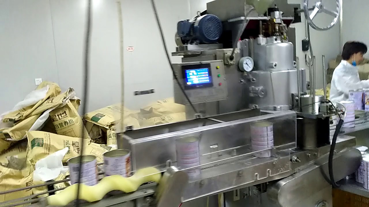 Double heads protein powder filling packaging line