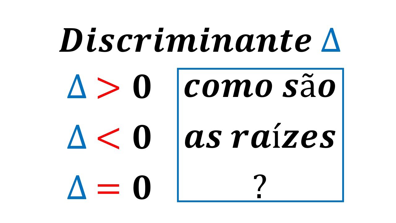 Aula 12 Discriminante Delta de uma equação do 2o grau [Estudo das Raízes]
