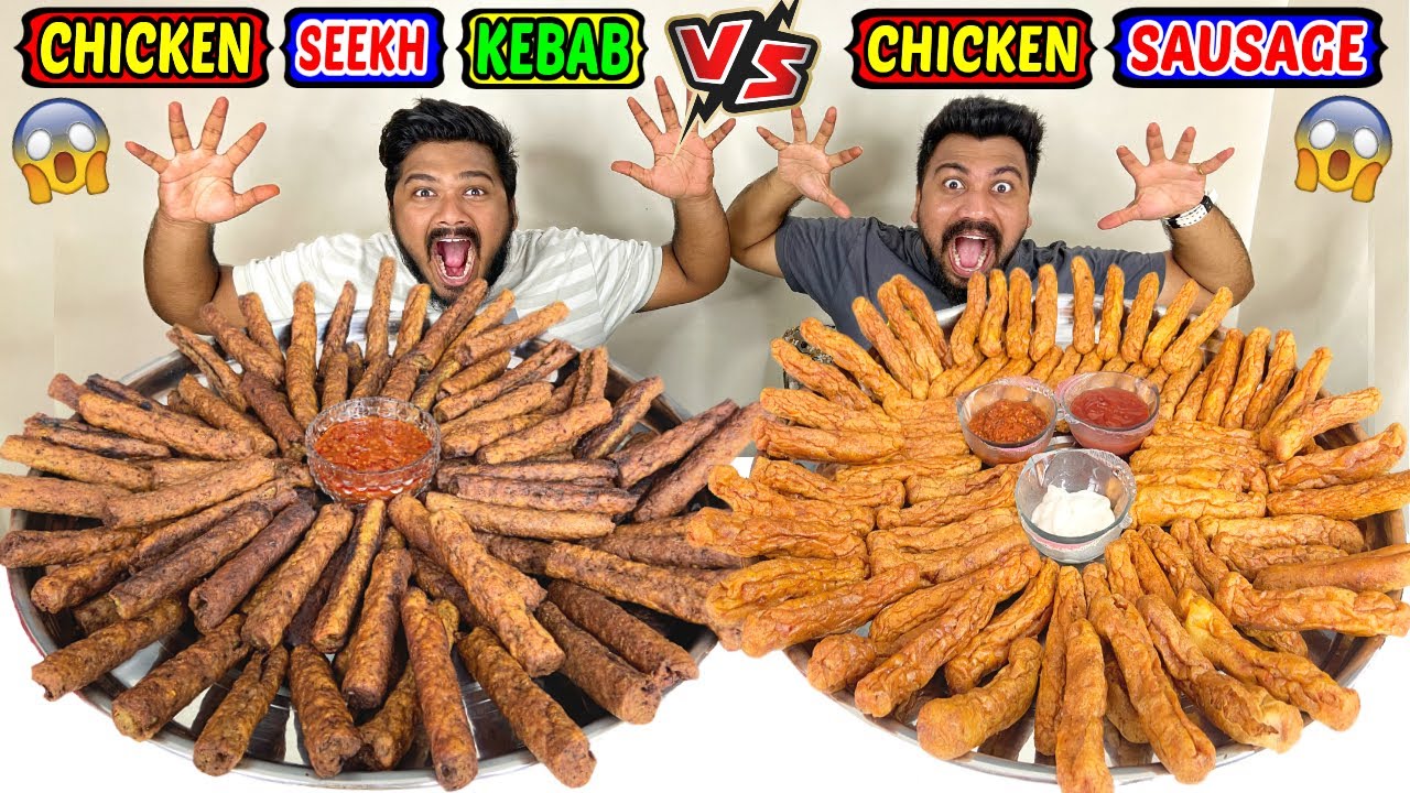 60 CHICKEN SEEKH KEBAB Vs CHICKEN SAUSAGE CHALLENGE | SEEKH KABAB Vs CHICKEN SAUSAGE (Ep-501)
