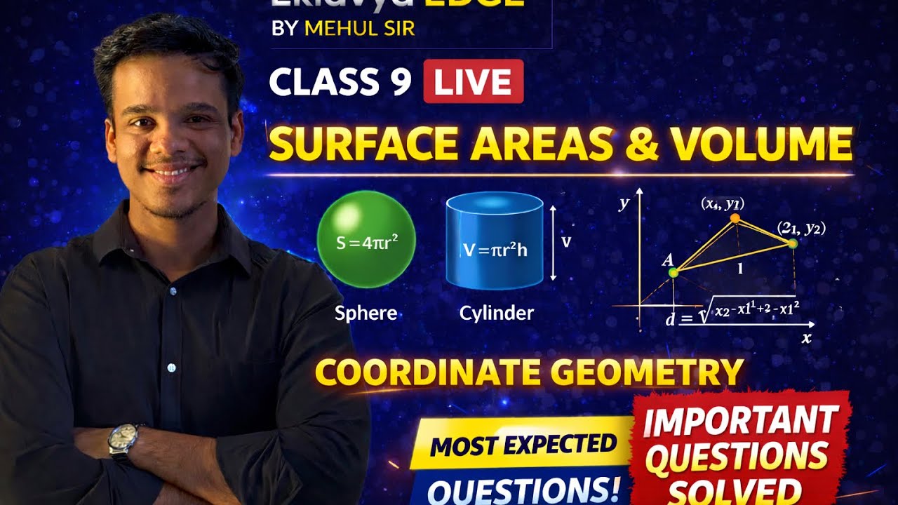 Surface Areas/ coordinate geometry CLASS 9 LIVE