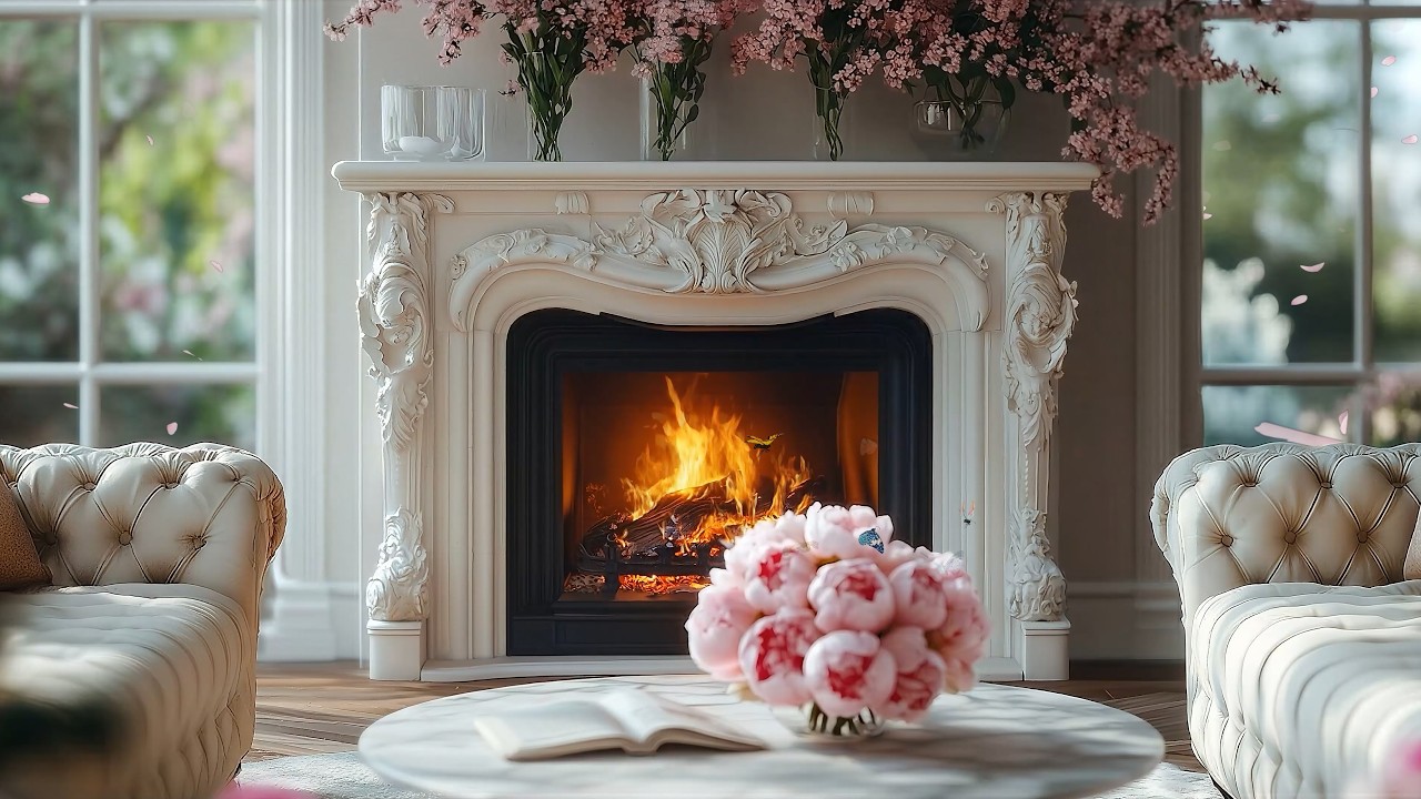 Relaxing Piano with Cozy Fireplace Sounds 🔥 Warm Elegant Living Room Ambience for Deep Sleep