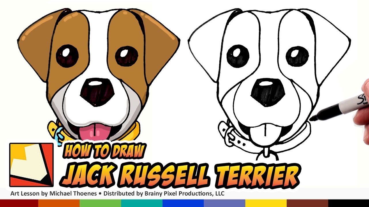 How to Draw a Dog Jack Russell Terrier Emoji - How to Draw Cute Dogs Step by Step for Beginners | BP
