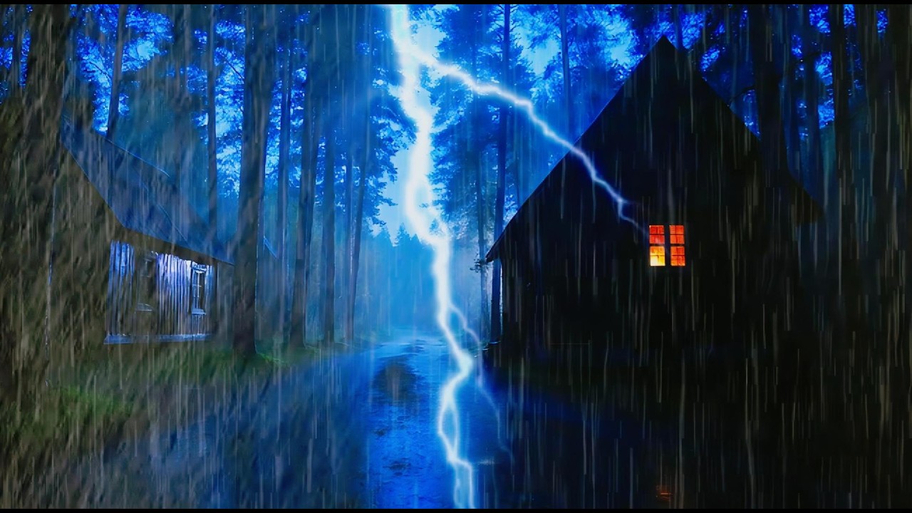 Heavy Rain in the Night Forest for Relaxation, Say Goodbye to Stress and Sleep Soundly in 5 Minutes