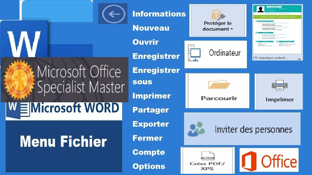 Leçon Word N°1 menu fichier et options Word