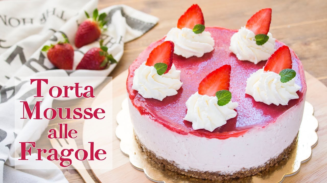 Torta Mousse alle Fragole e Panna Senza Cottura | Ricetta Torta Fredda Facile e Veloce| 55Winston55