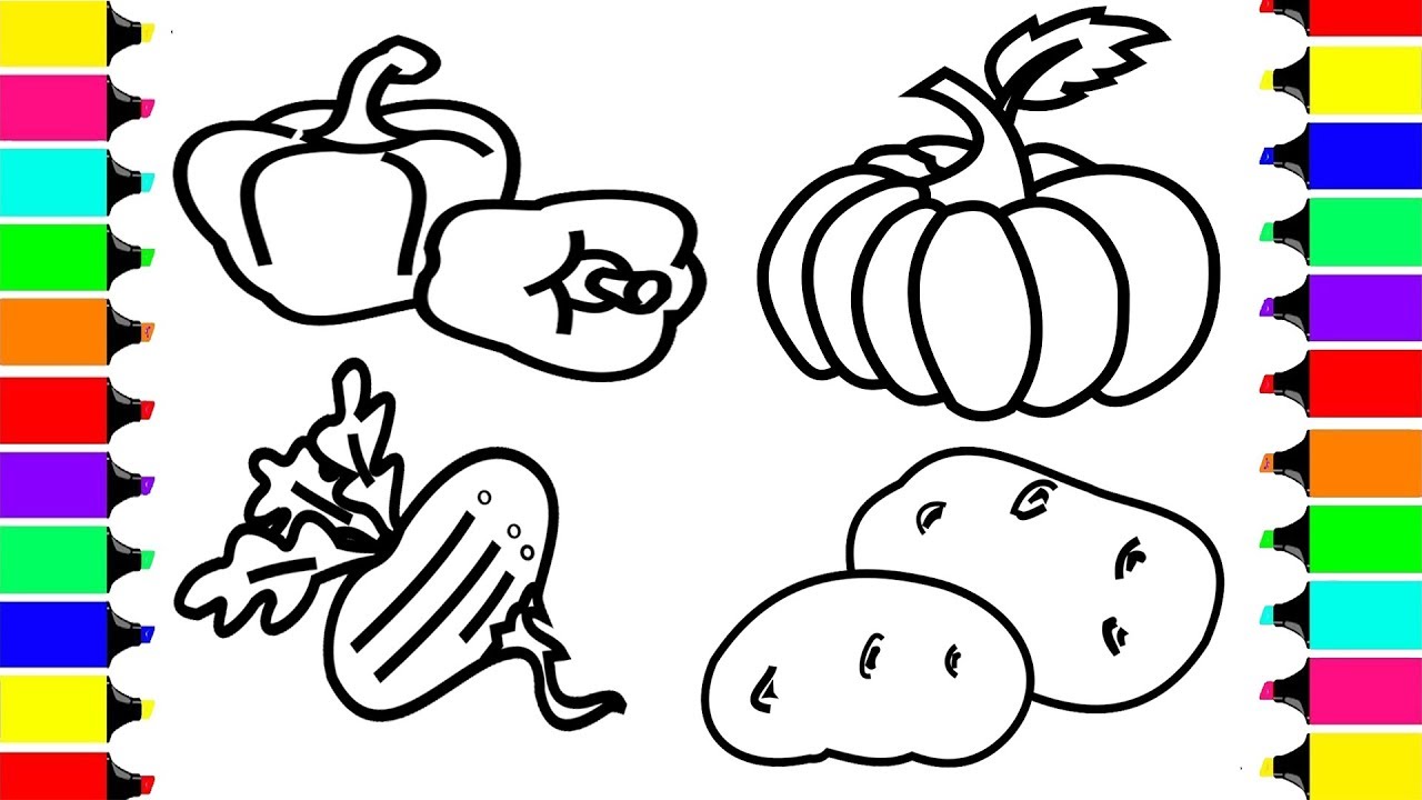 Learn Vegetables with Coloring Pages for Children | Vegetables Coloring Pages for Kids | How to Draw