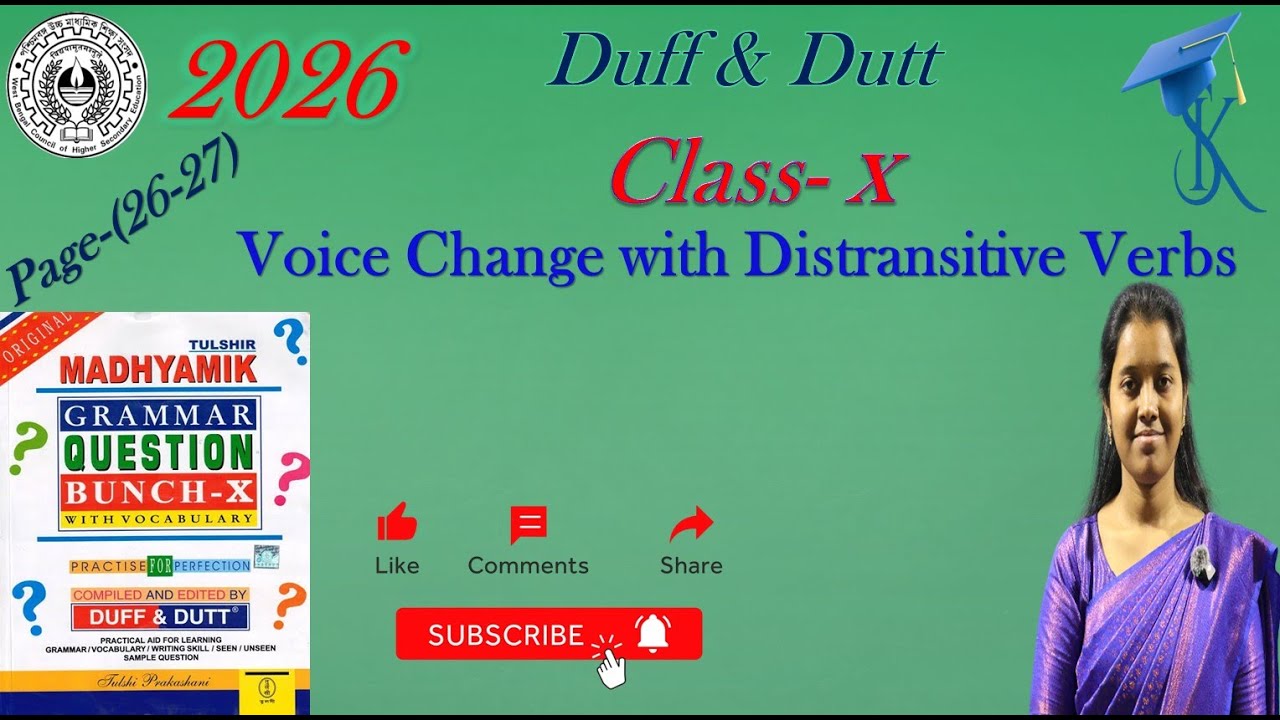Class 10, duff & dutt 2026 Voice Change with Distransitive Verbs,page 26,27 