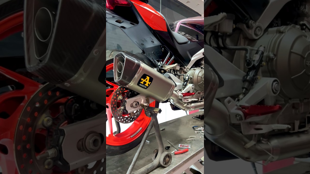 Aprilia RS457 with Arrow Pista GP exhaust and Gabro Racing tune. Both India's first!