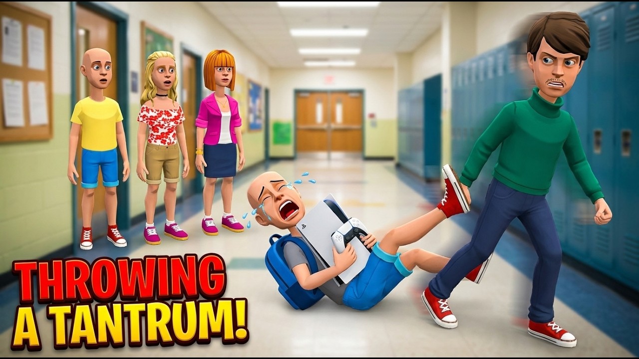 Classic Caillou’s School Refusal Goes Wrong, He Gets Dragged on Campus and Grounded