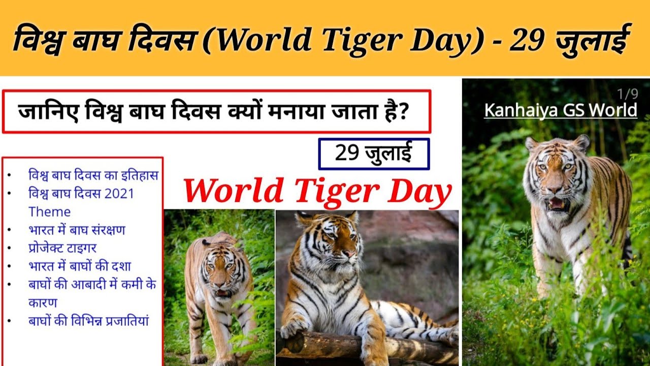 World Tiger Day 2021 | International Tiger Day |World Tiger Day 2021 theme | विश्व बाघ दिवस।
