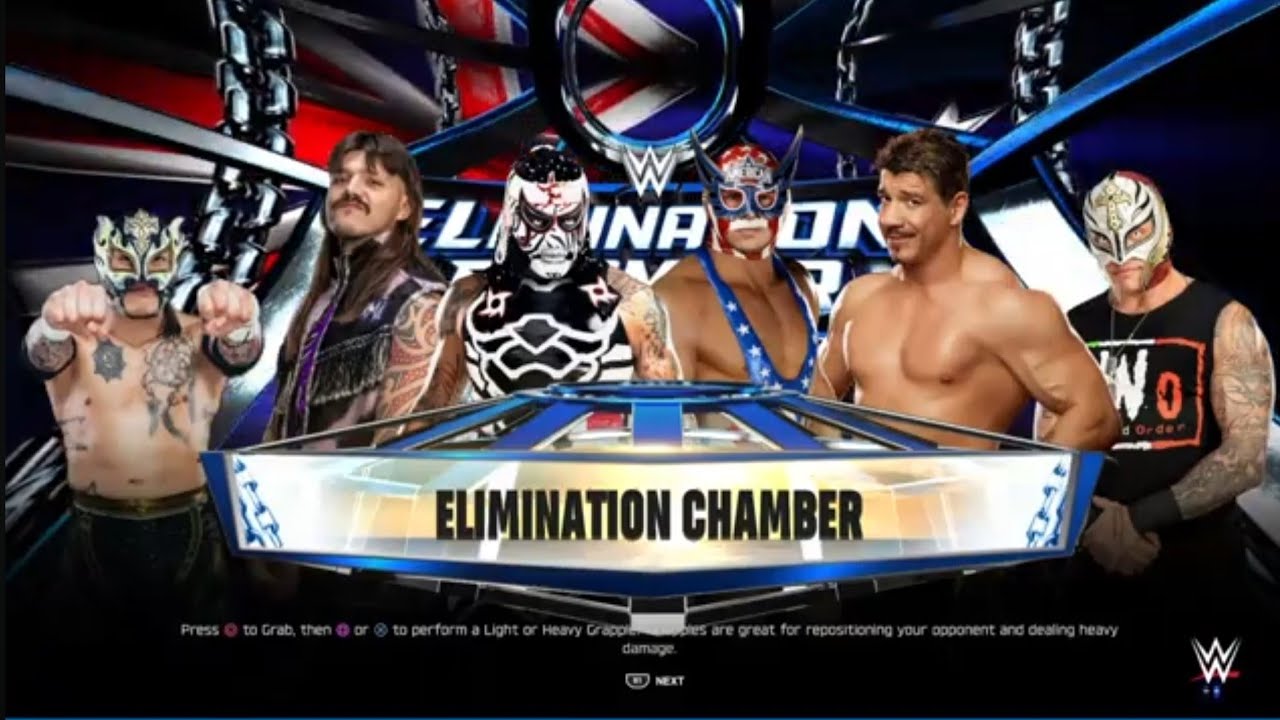 A high flying WWE 2K25 elimination  chamber