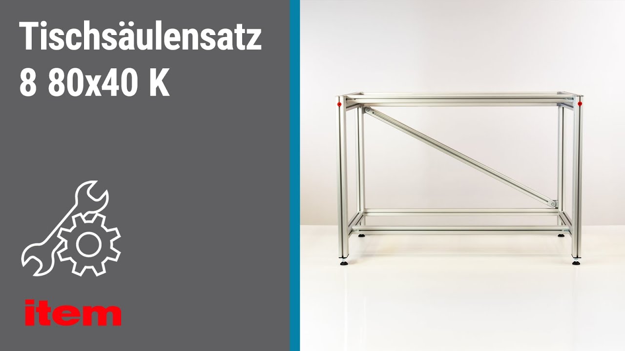 Wie montiere ich einen manuell höhenverstellbaren Tisch (item MB Systembaukasten)?
