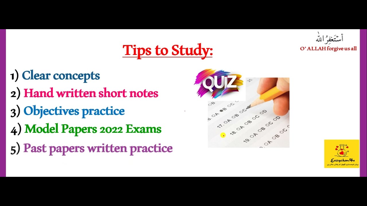 Tips for FBISE Exams 2022 | Easychm4u chemistry Channel | Federal Board
