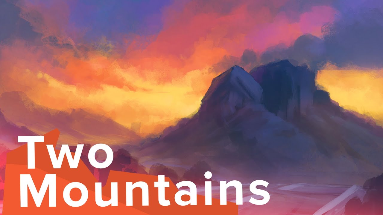 Digital Painting | Two Mountains (with annotations!)