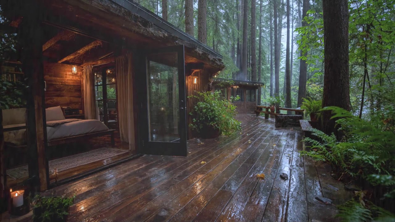 Peaceful Rain Sounds at a Cozy Wooden Cabin | Sleep Instantly & Reduce Anxiety