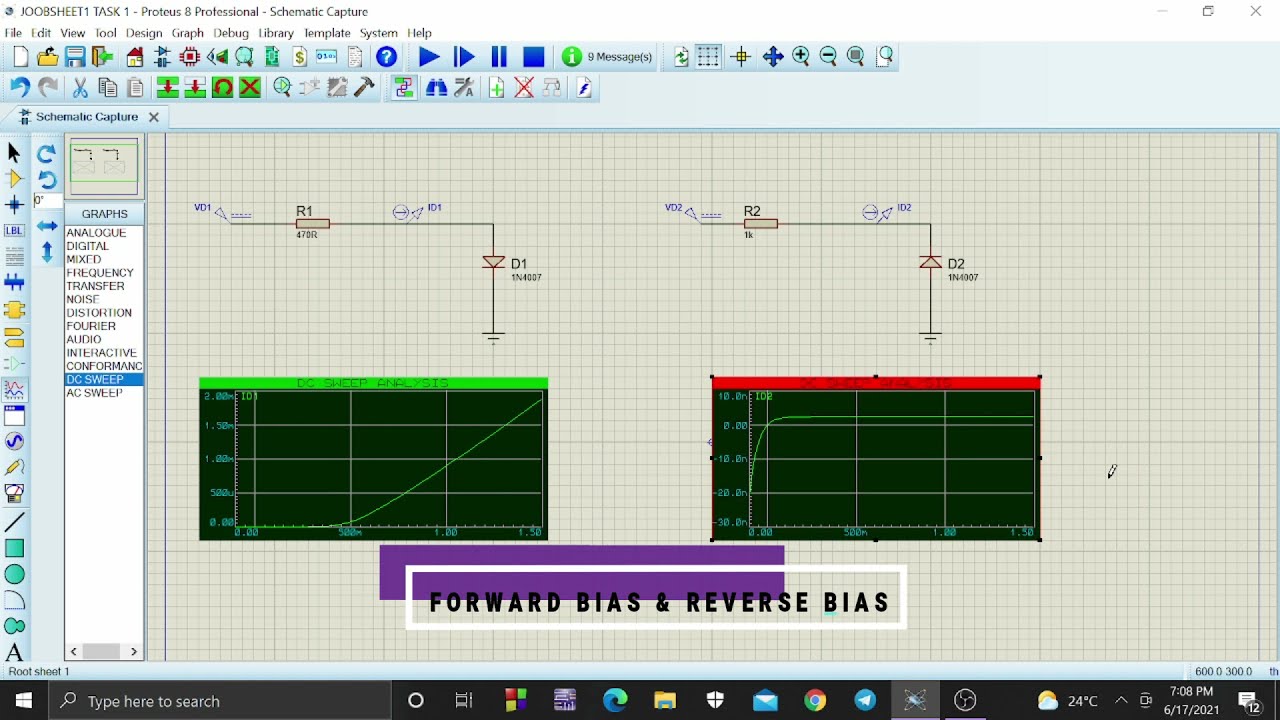 ANALOGUE CIRCUIT ANALYSIS(DIODE CHARACTERISTIC USING PROTEUS)FORWARD BIAS&REVERSE BIAS