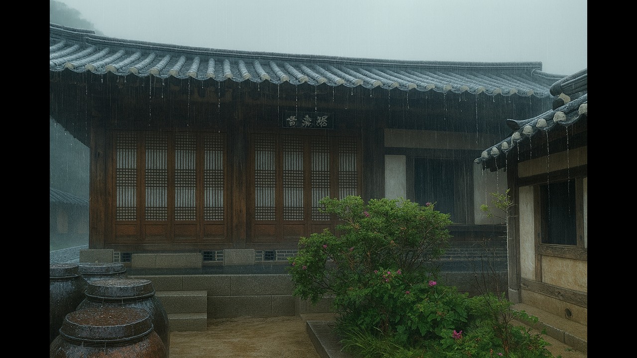Fall Asleep Fast | Rain on Korean Hanok Courtyard | 10 Hours