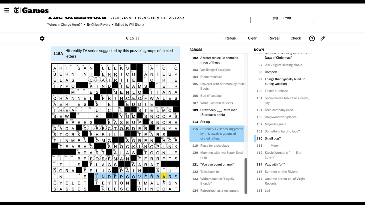 Solving the NYT Crossword 02/08 in 13:14 (New Sunday PR)