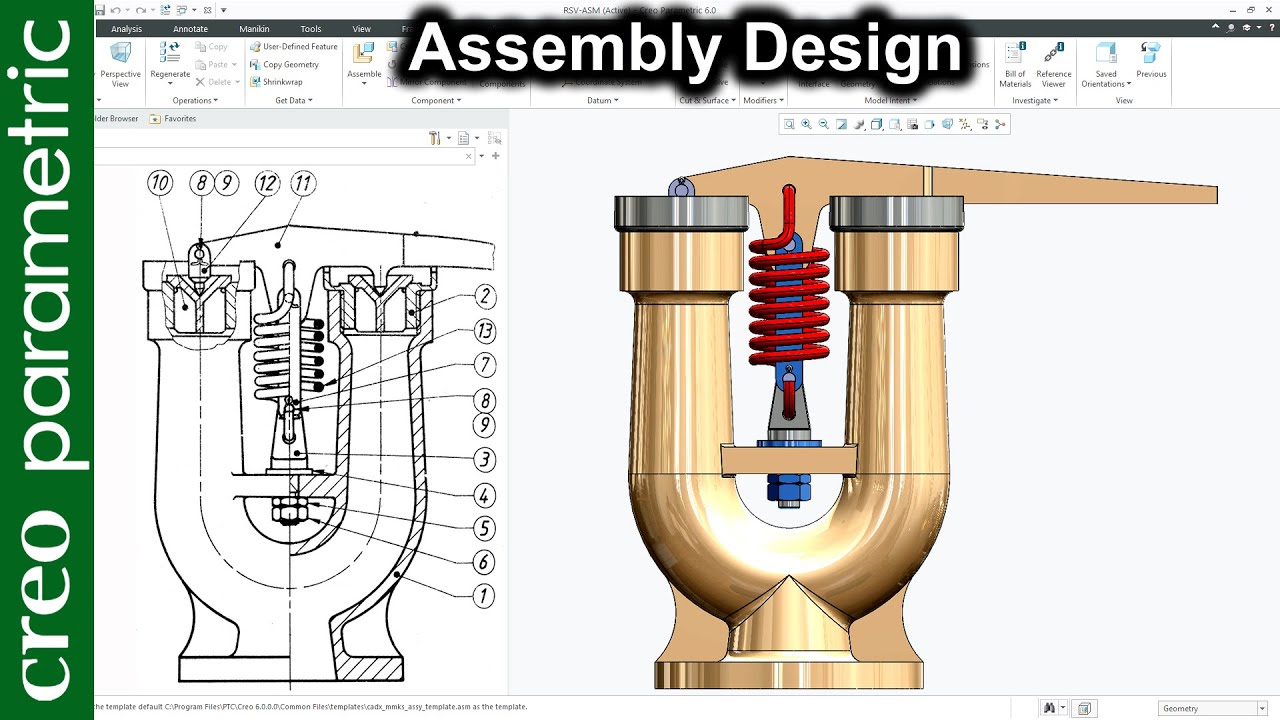 Ramsbottom safety valve in Creo Parametric (All parts included)