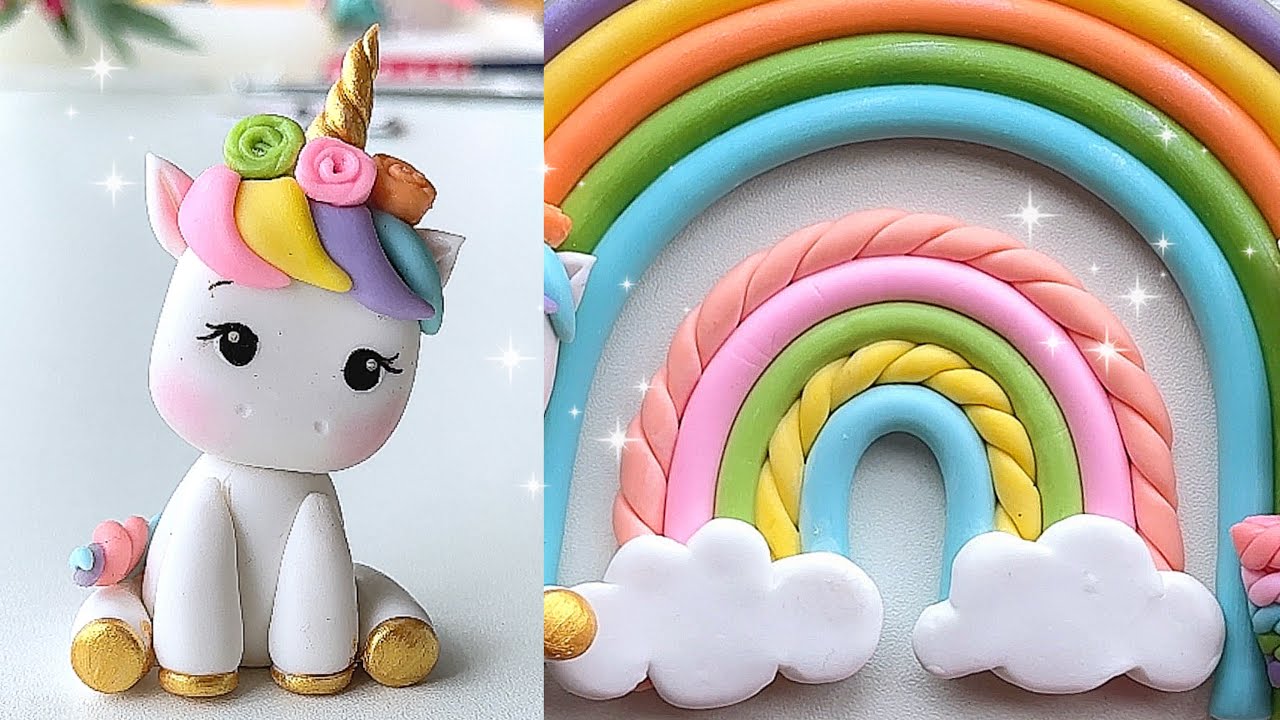Easy Rainbows and Unicorns with Air Dry Clay | Cold Porcelain Clay | Clay Craft Ideas