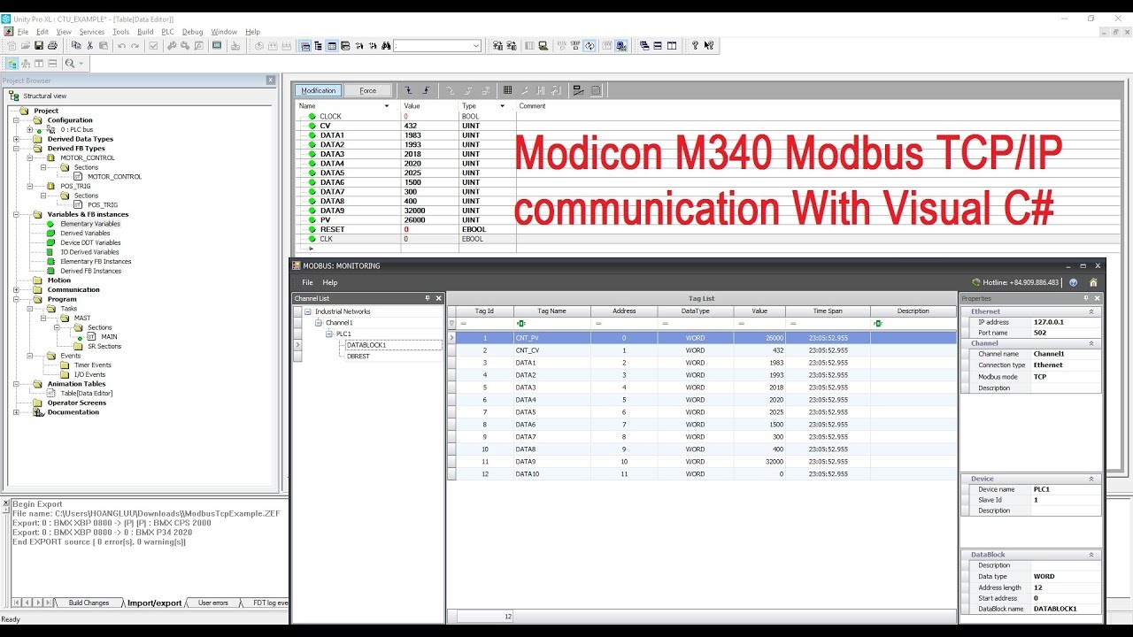 Modicon M340 Modbus TCP/IP communication With Visual C#