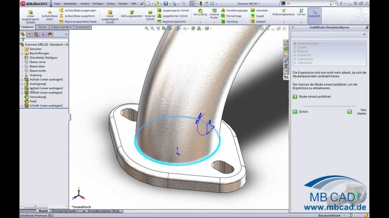 SolidWorks SimulationXpress Video Tutorial - deutsch